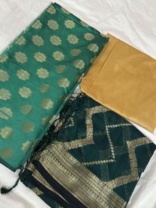 Green & Gold Dress Material