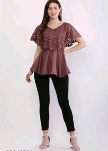 Cut Work Fashionable Trendy Falared Top