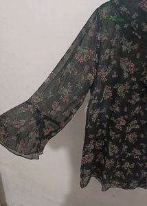 Floral Chiffon Tie-Neck Top