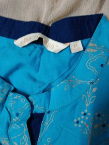 Teal &amp; Gold Print Kurti Dress