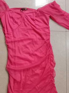 Pink Ruffel Party Wear Dress.