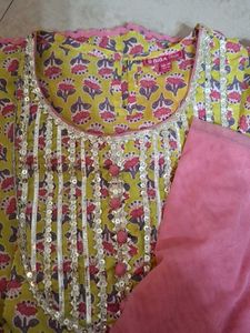 Girls Lime Green &amp; Pink Floral Sharara Se