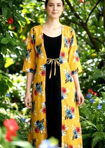 Floral Print Open Front Jacket