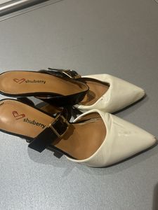 Shubery Beautiful White Heels With The Strap