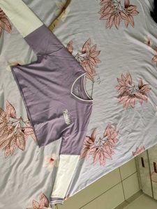 Lilac & White Cropped Top