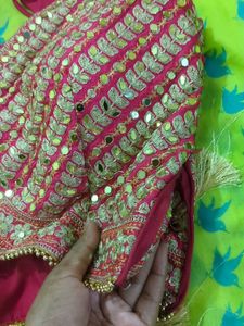 Pink Mirror Work Blouse