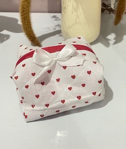 Heart Print Cosmetic Bag with Bow❤️