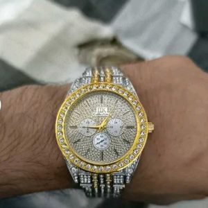 Blinged Out Gold &amp; Diamond Wristwatch
