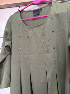 Olive Green Knee Length One Piece