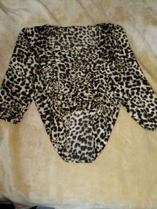 Leopard Print Ruched Blouse