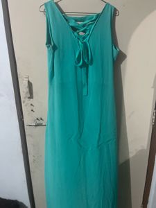 Elegant Teal Maxi Long top With Slit