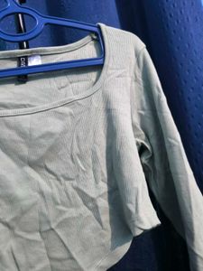 Light Olive Green Ribbed Crop Top