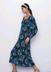 ZARA Floral Print Midi Dress
