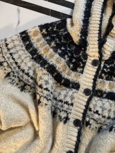 Patterned Hooded Cardigan