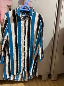 Classy Formal Strips Black Blue White Kurta