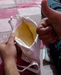 Elegant White Handbag with Pearl Detail