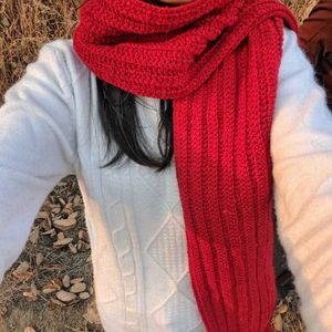 Mikasa Maroon Knitted Scarf with Fring
