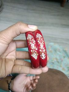 Red Bangles With Stone