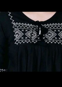 Embroidered Black Tunic Top