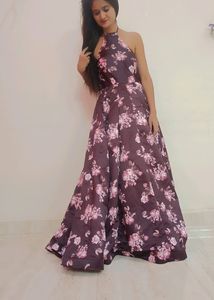 Heavy Satin Neck Node Gown