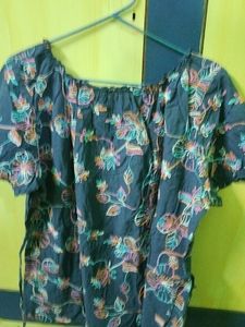 Blue Top With Multi Colour Embroidery