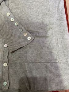 grey long buttoned Shrug