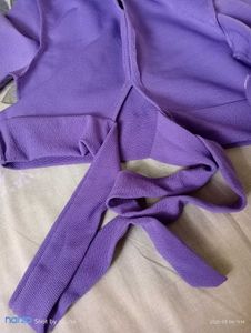 Lilac Cropped Balloon Sleeve Top