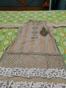 Beige Party Wear Kurti