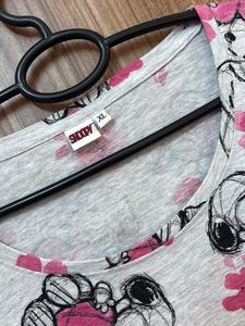 Grey Cute Snoopy Print Tee