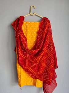 Bandhani cotton 3pc Salwar Kurta Set