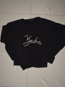 Black 'Babe' Graphic Top