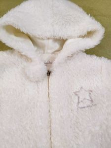 Cozy White Baby Snowsuit with Mittens