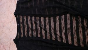 Black Striped Transparent Shrug