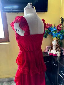 Red Ruffled Party Dress