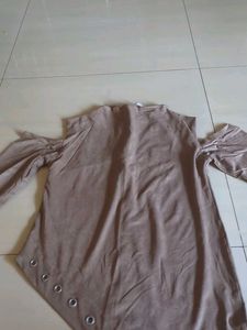 Stylish Brown Cut-Out Shoulder Top