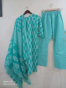 New pure cotton Kurta Set wth cutdana work on neck