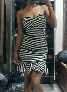 Stripped Mini Tube Cocktail Bodycon Dress