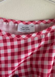 Red &amp; White Gingham Tie-Shoulder Top