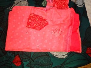 Brand New Chiffon Saree With Designed Blouse