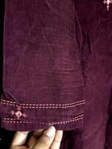 Velvet Embroidered Corduroy Kurta