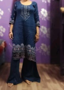 Elegant Blue Embroidered Kurta Set