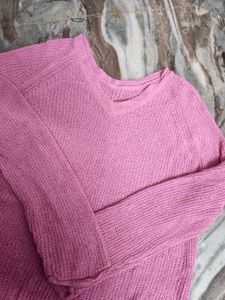 Summer Pink Knit V-Neck Top