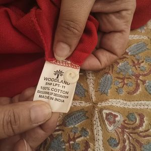 Woodland Red Polo T-Shirt with embroidery detail