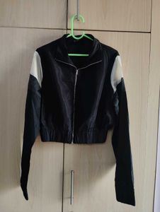 Black Cropped Track Jacket