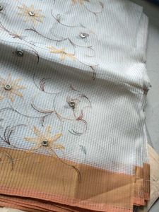 New White Saree With Golden Border