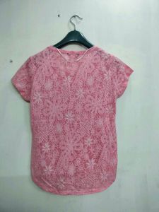 Pink Floral Lace Top