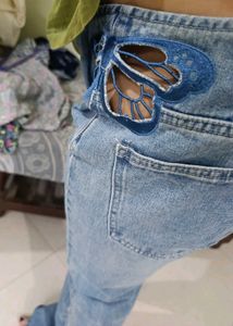 Butterfly Cutout Y2K Jeans