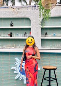 Bold Red Patterned Maxi Dress