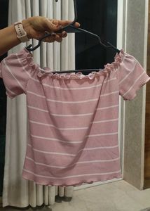 Pretty pink and white striped top