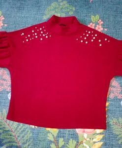Maroon Embellished Top